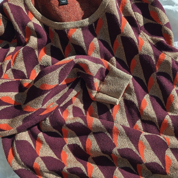 Ann Taylor Sweater Gold Metallic Retro Pull Over Sparkle Size Medium - Picture 10 of 11